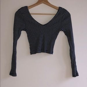 TOPSHOP STRIPED CROP TOP